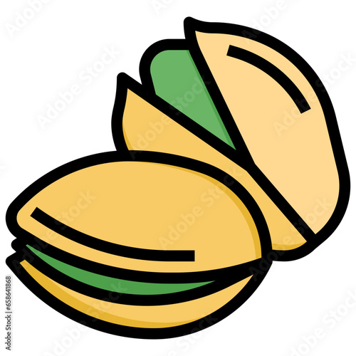 pistachio filled outline icon,linear,outline,graphic,illustration