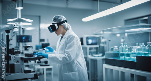 Interior of modern biopharmaceutical laboratory