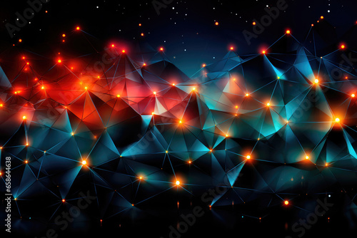 Abstract futuristic geometric with lights background