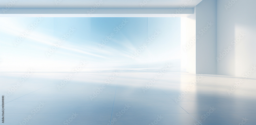Empty blue and white room with beautiful light and shadow, AI generated Empty blue and white room with beautiful light and shadow, AI generated