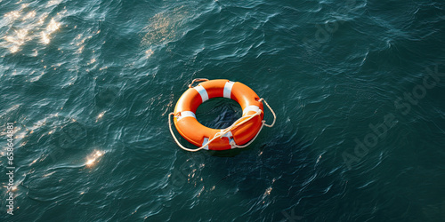 A life ring floating on the sea