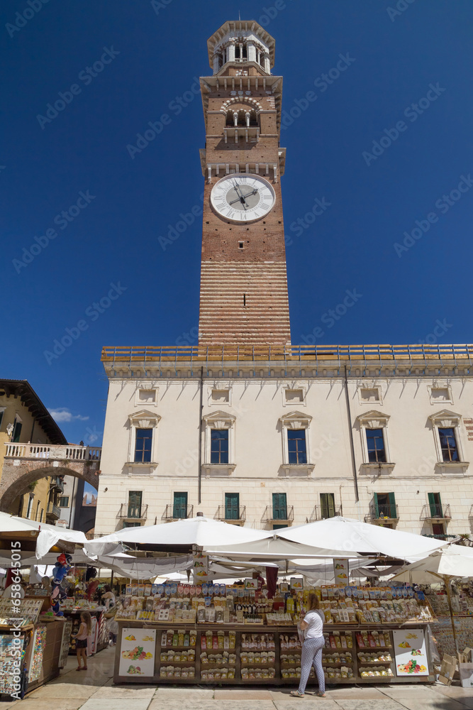 Piazza delle Erbe and Tower Lamberti in Verona