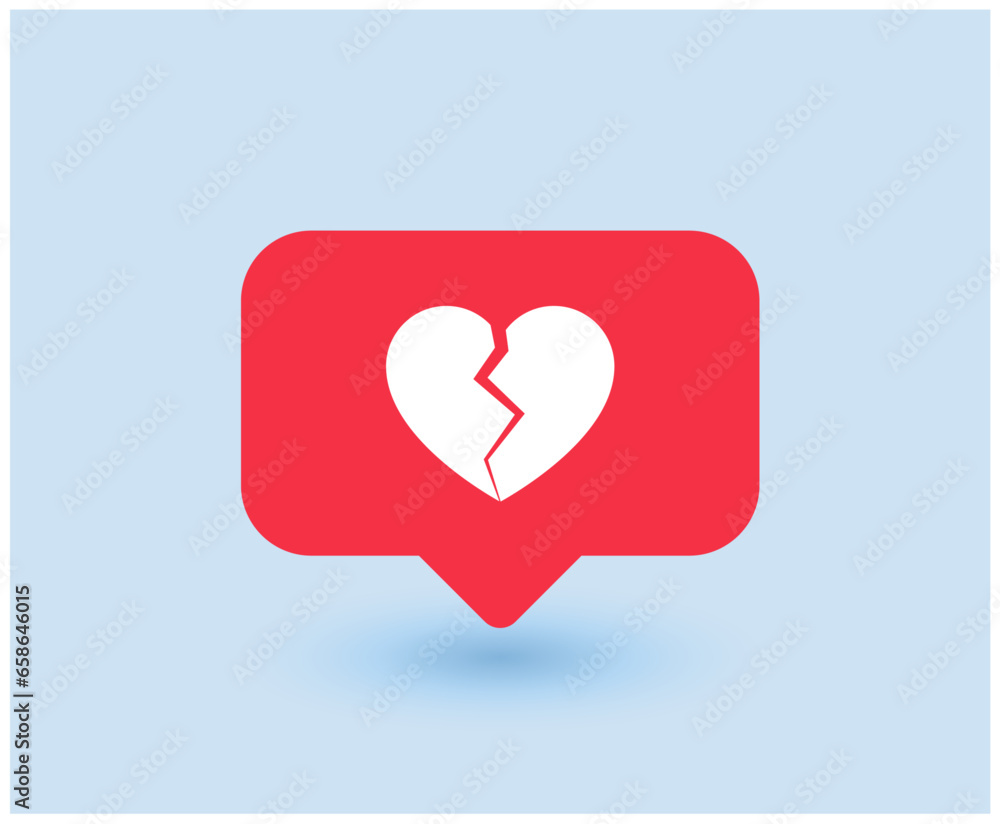 Dislike symbol in social media, Like sign icon with broken heart, vector Dislike symbol in social media, Like sign icon with broken heart, vector