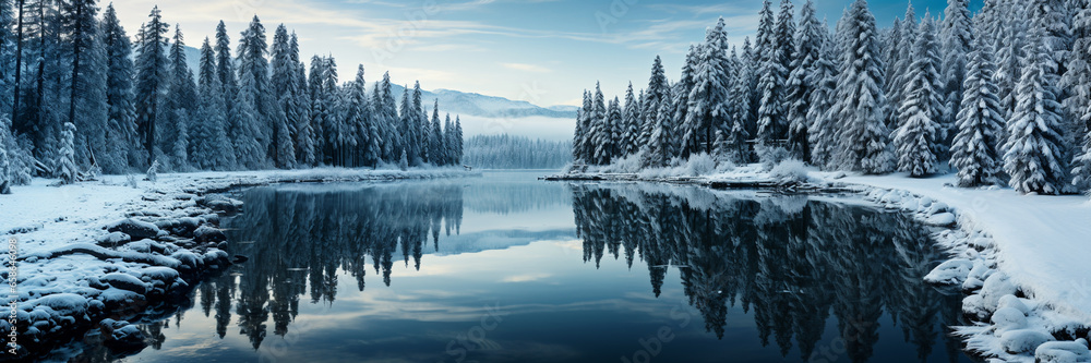 Landscape image of the swampy atmosphere in winter Landscape image of the swampy atmosphere in winter