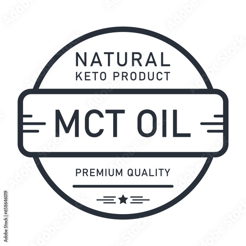 MCT Oil label, keto food additive stamp, mct triglycerides, vector photo