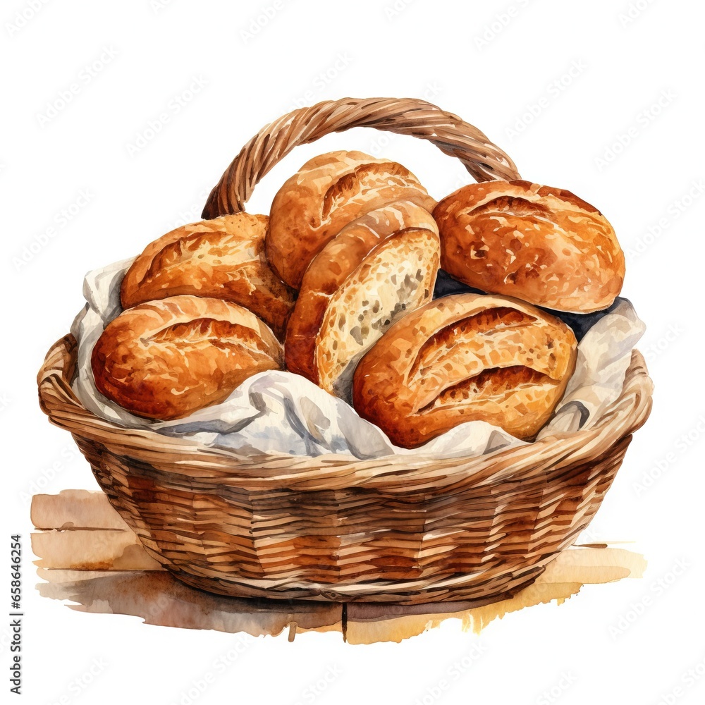 Basket fresh baked bread AI generated image Basket fresh baked bread AI generated image