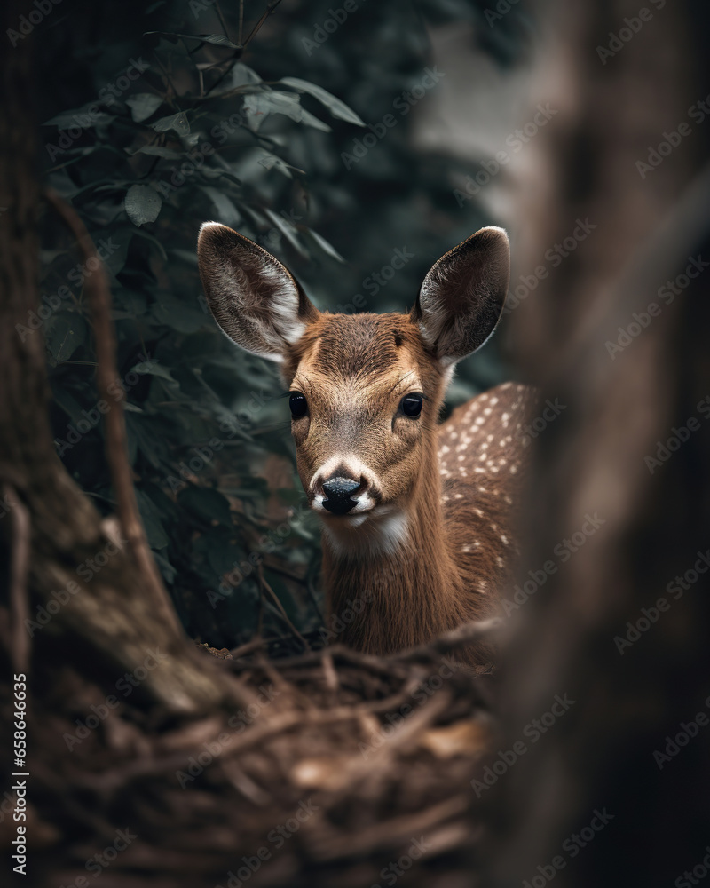 Forest Serenity: A Doe's Gaze in the Wilderness,deer in the forest,deer in the woods,deer in the wild Forest Serenity: A Doe's Gaze in the Wilderness,deer in the forest,deer in the woods,deer in the wild