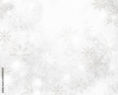 abstract beautiful marble silver background with snowflakes