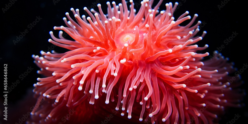 Coral microcosm: Extreme close - up of a single coral polyp, vivid details and textures Coral microcosm: Extreme close - up of a single coral polyp, vivid details and textures