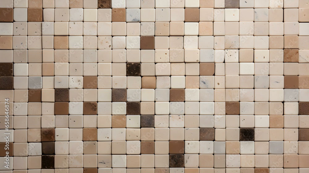 Pattern of Mosaic Tiles in beige Colors. Top View Pattern of Mosaic Tiles in beige Colors. Top View