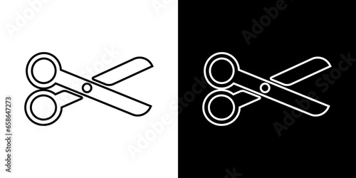 Scissors, shears vector illustration. Paper or hair cut icon. Steel cutter business sing.