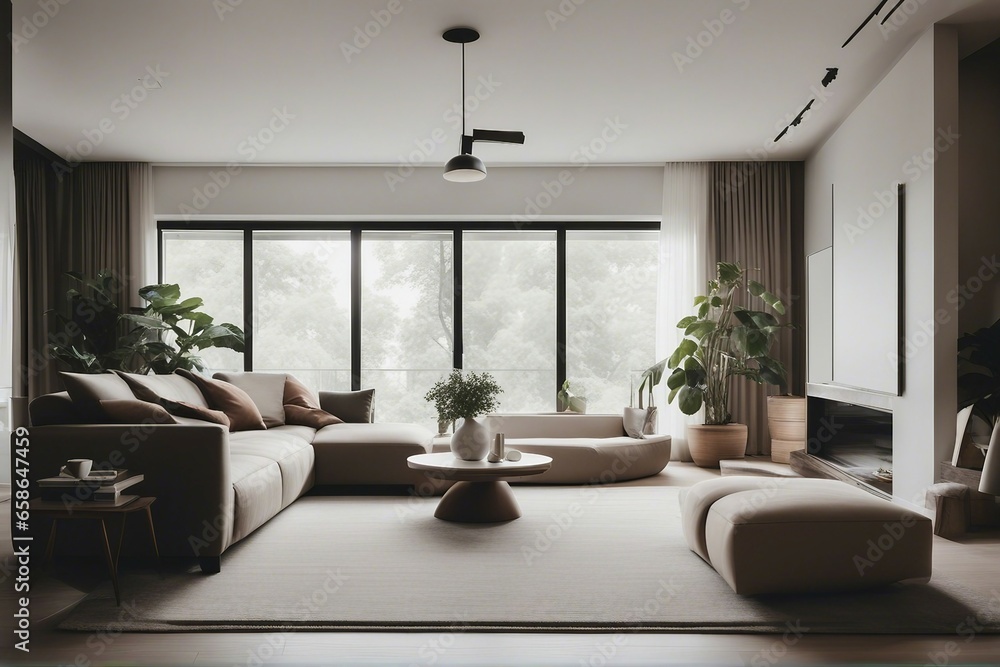 A modern minimalist home interior design with clean lines sleek furniture and neutral color palette A modern minimalist home interior design with clean lines sleek furniture and neutral color palette