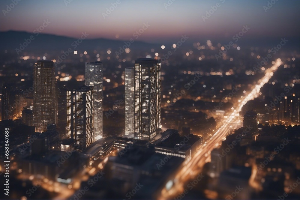Background of future urban and corporate architecture Real estate idea with bokeh motion blur