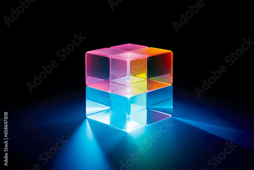 glowing plexiglass cube