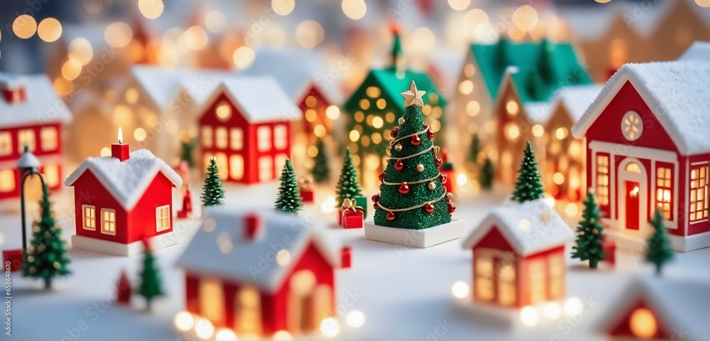 Wintry christmas miniature city. Vibrant colors. Tilt shift effect. Wintry christmas miniature city. Vibrant colors. Tilt shift effect.