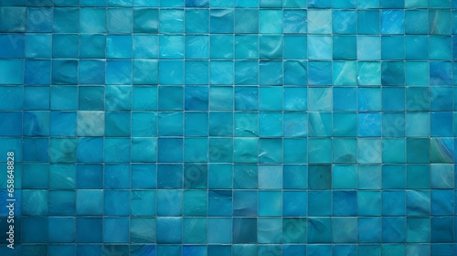 Pattern of Mosaic Tiles in cyan Colors. Top View