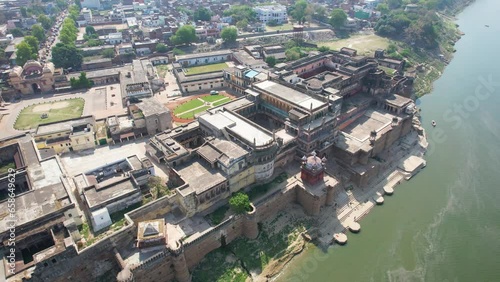 Ramnagar Fort in Varanasi, India on Ganges River Drone 4K photo