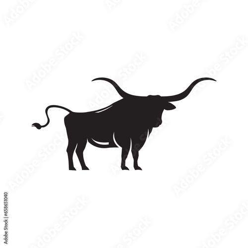 Texas Longhorn cattle icon, vector illustration 