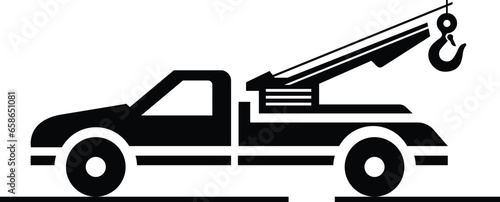 Tow truck city road assistance service evacuator. Parking violation. Road sign - no Parking. Sign of a tow truck. Vector illustration
