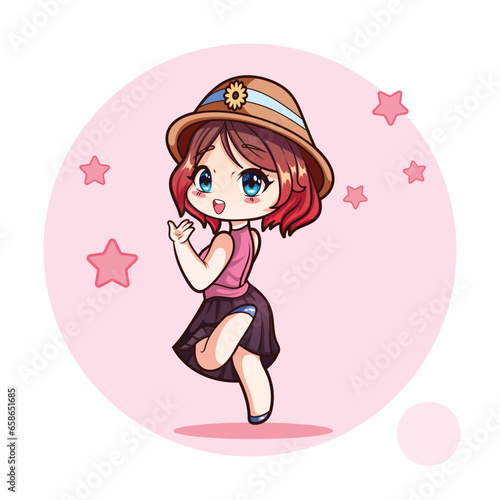 Cute chibi girl with stars