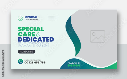 Medical healthcare youtube thumbnail cover and social media web banner design template	