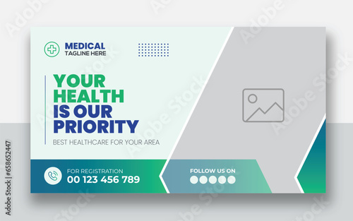 Medical healthcare youtube thumbnail cover and social media web banner design template 