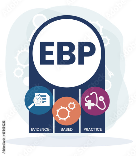 EBP Evidence-based practice acronym. business concept background. vector illustration concept with keywords and icons. lettering illustration with icons for web banner, flyer