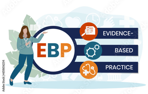 EBP Evidence-based practice acronym. business concept background. vector illustration concept with keywords and icons. lettering illustration with icons for web banner, flyer