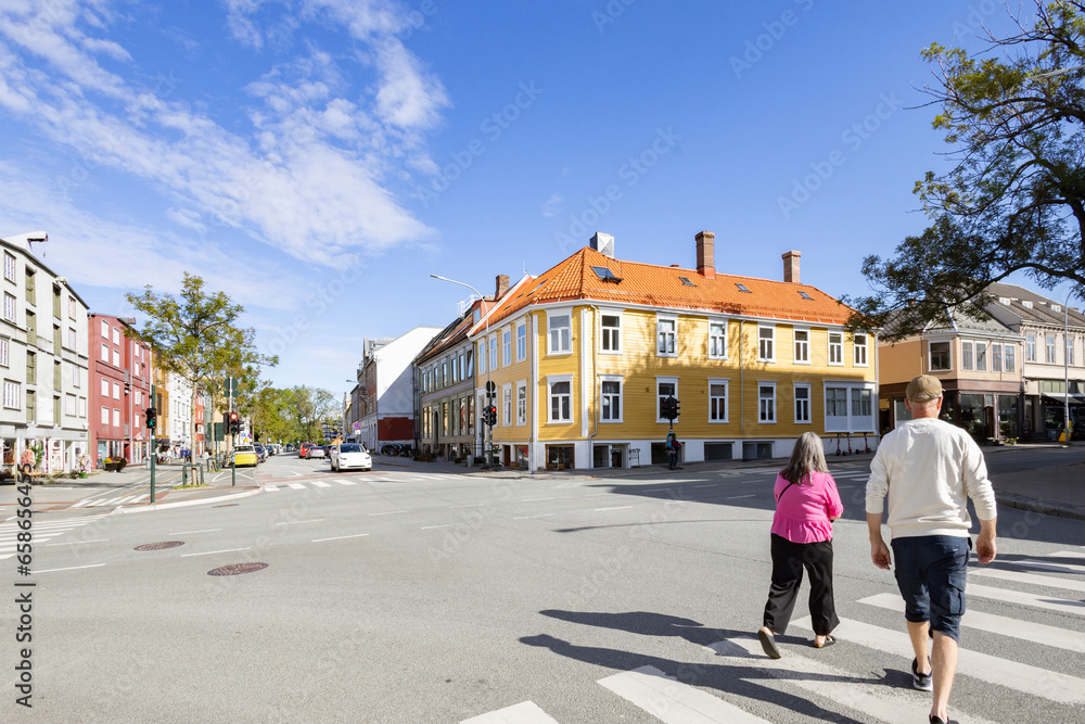 Crossroads in Trondheim city, Trøndelag, Norway	
