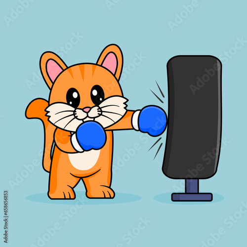 Funny cartoon Cats Cute Orange Cat Vector Design. Sport Boxing Day
