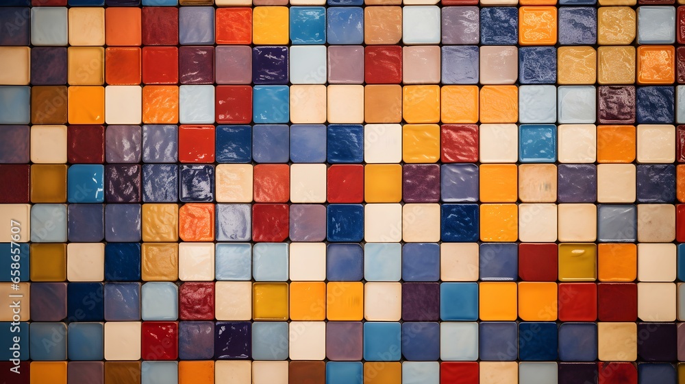 Pattern of Mosaic Tiles in multiple Colors. Top View Pattern of Mosaic Tiles in multiple Colors. Top View