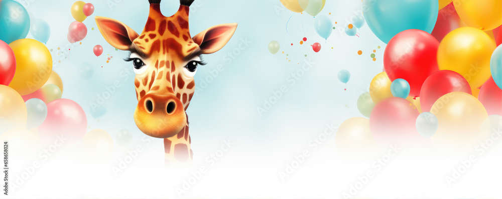 Funny cartoon giraffe on white background.
