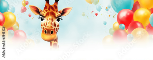 Funny cartoon giraffe on white background.