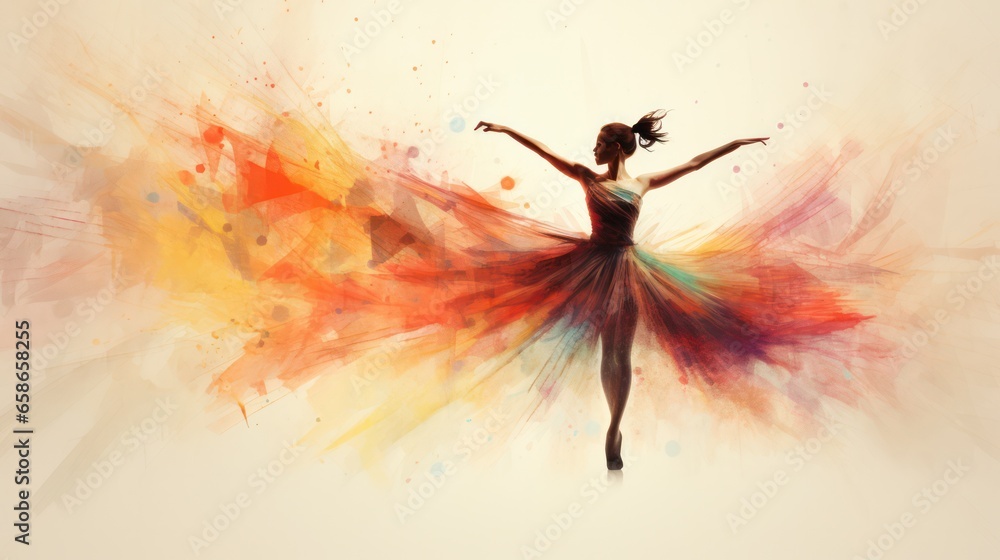 Fototapeta premium Dancing Pose in Silhouette and vivid colors background