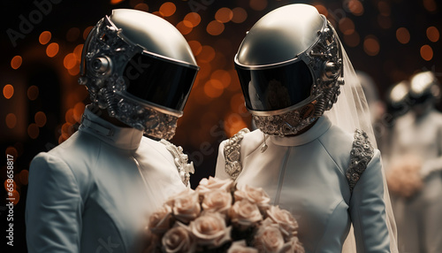 Wedding photographer in space futuristic wedding