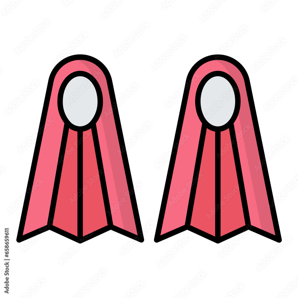 Swimming Fins Colored Outline Icon Swimming Fins Colored Outline Icon