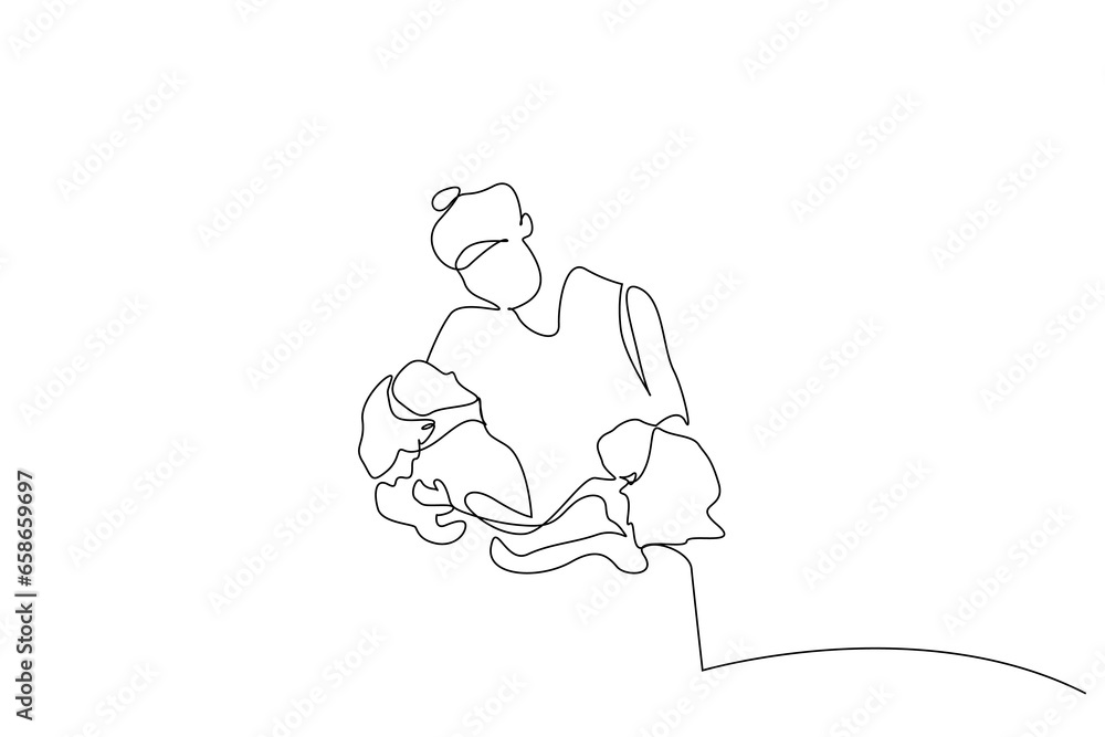 mother grandmother children joy happy hug line art design