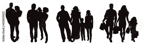 Wallpaper Mural Set of vector silhouettes of family on white background. Symbol of home and parenthood. Torontodigital.ca