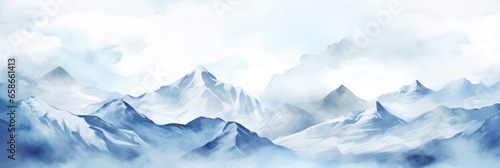 a watercolor painting with mountains and snow, generative AI © VALUEINVESTOR