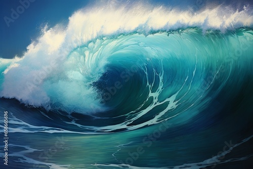 The Majestic Power: Turquoise Sea Wave Crashing Ashore