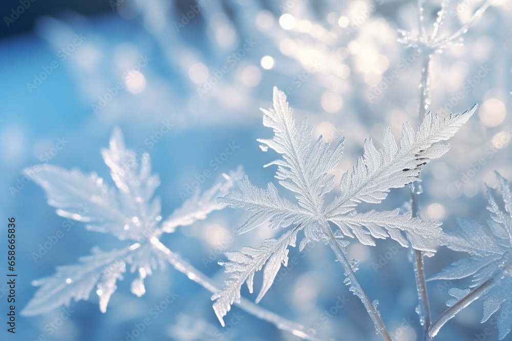 Gorgeous Close-Up of Hoarfrost Crystals on a Serene Winter Background