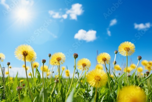 Captivating Dandelions  Yellow Blossoms in the Summer Meadow