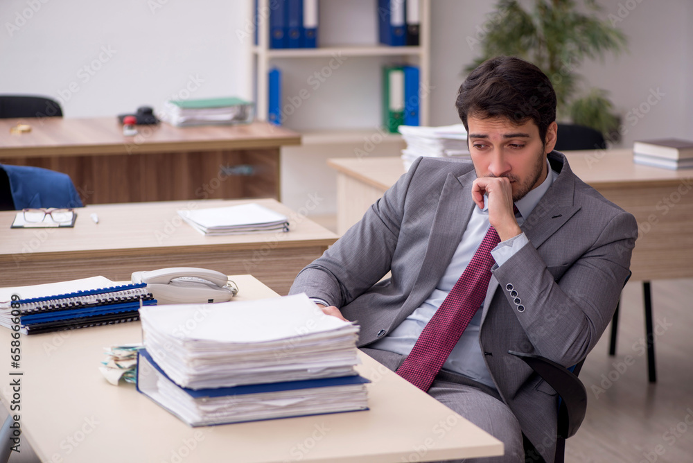 Young male employee working in the office Young male employee working in the office