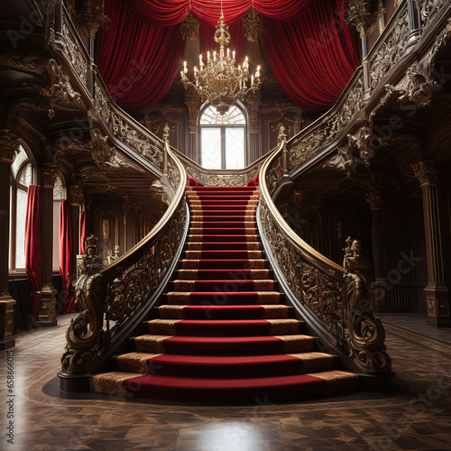 Wallpaper Mural Luxurious Ascent: A Grand Staircase in a Majestic Room,red carpet entrance Torontodigital.ca