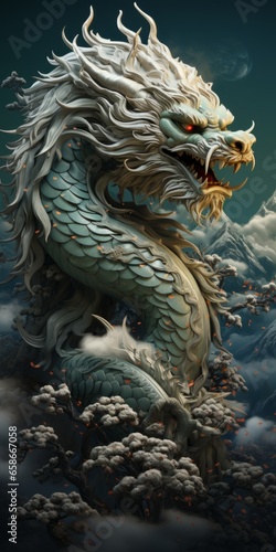Mythological green dragon of Chinese culture as a sign of the new year.  © Ренат Хисматулин