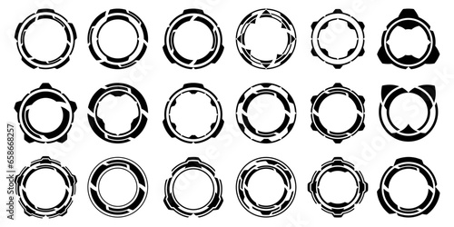 Sci-fi futuristic circle hud dashboard display virtual reality technology screen. User Interface set. Statistics, Data information infographic. Vector graphic 0.6