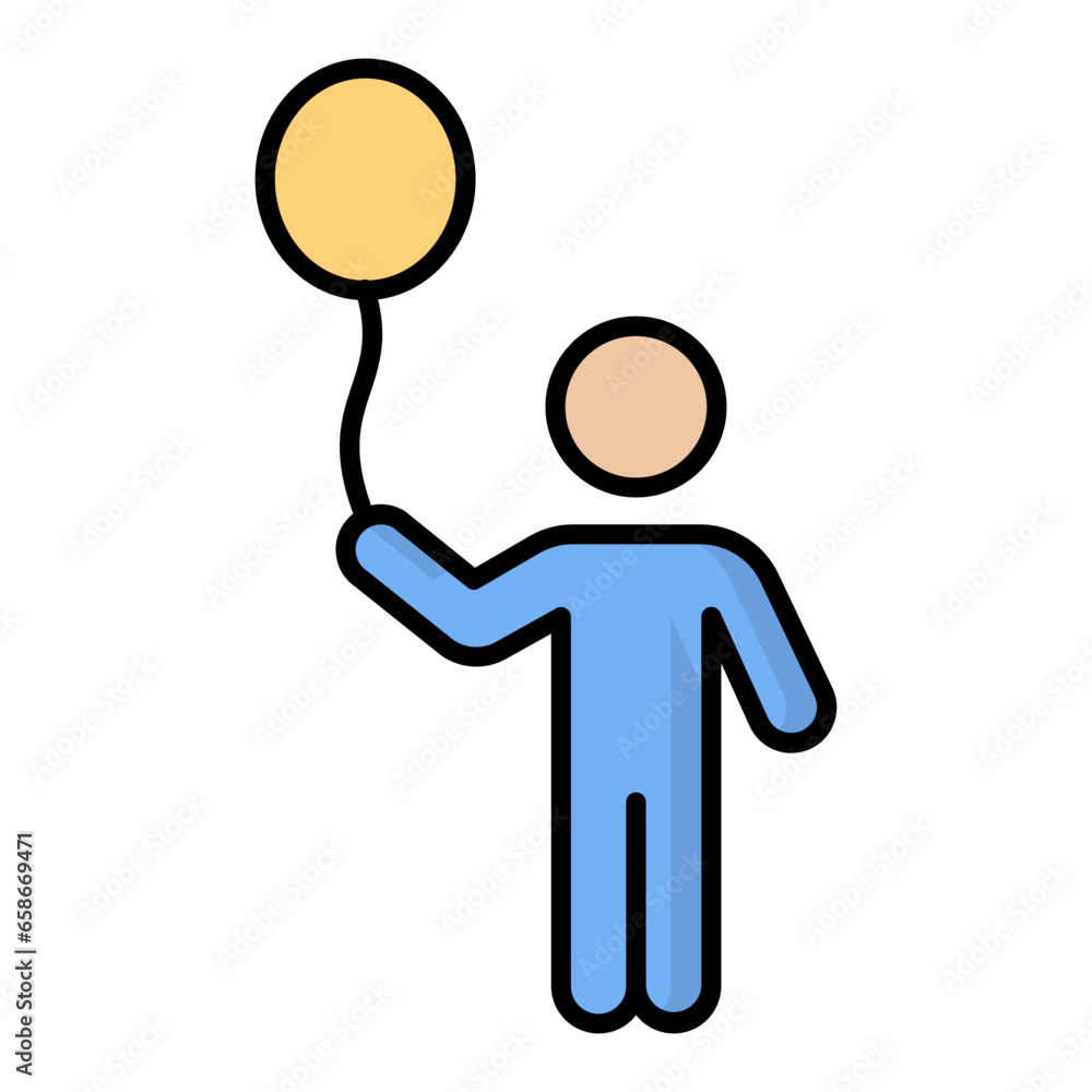Playing Ballon Colored Outline Icon Playing Ballon Colored Outline Icon