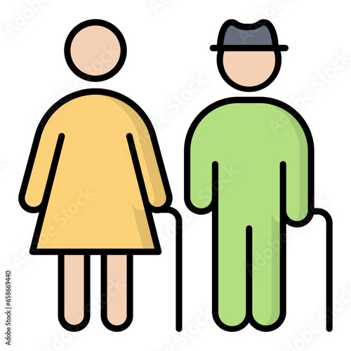 Grandparent Colored Outline Icon