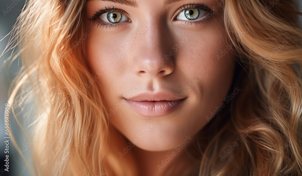 Closeup portrait of pretty girl. AI generated
