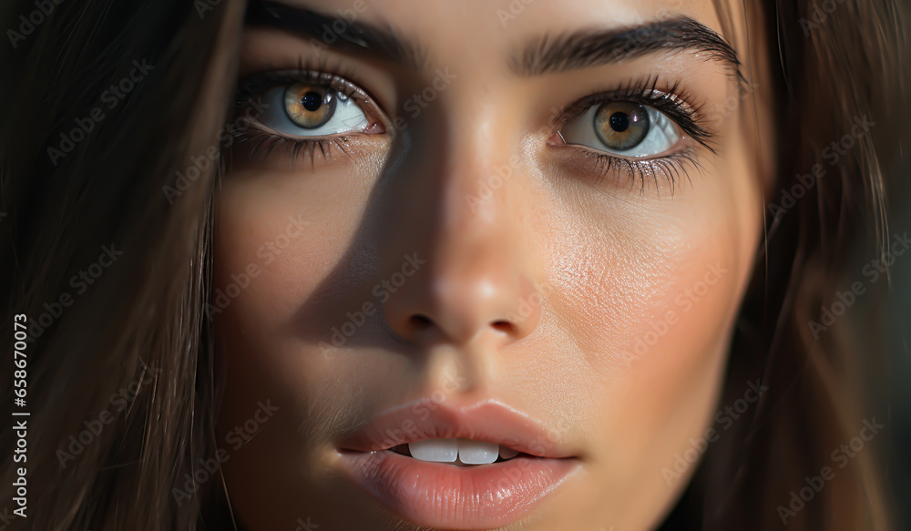 Closeup portrait of pretty girl. AI generated Closeup portrait of pretty girl. AI generated